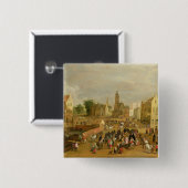 Een poort vierkante button 5,1 cm (Voorkant /achterkant)