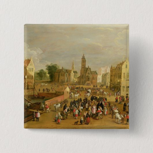 Een poort vierkante button 5,1 cm (Voorkant)