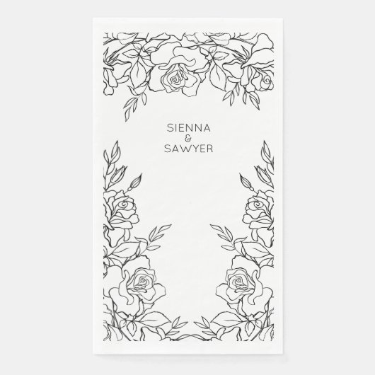 Een poosje Rozen lijn getrokken bruiloft Servet (Voorkant)