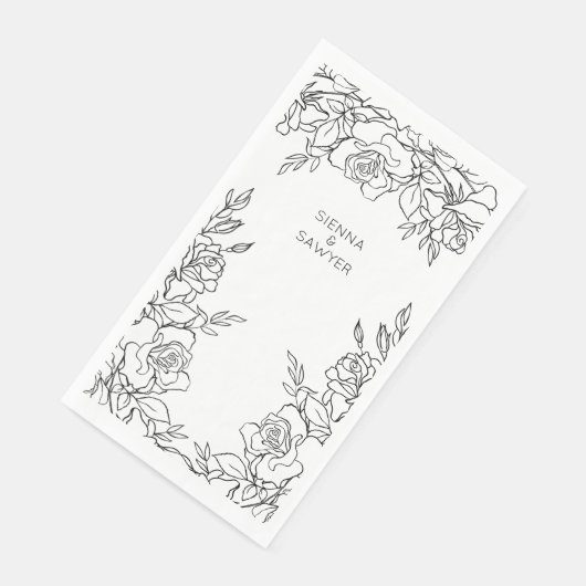 Een poosje Rozen lijn getrokken bruiloft Servet (Hoek)