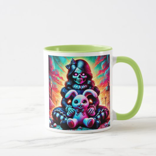 Een pop om met zijn aardige konijn te zwemmen. mok (Rechts)