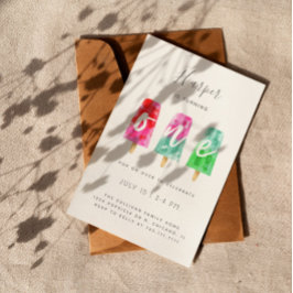 EÉN Popsiche Eerste verjaardag Partij Kaart