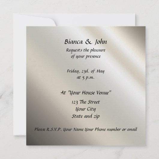 Een populaire uitnodiging tot een zilveren weddens (Achterkant)