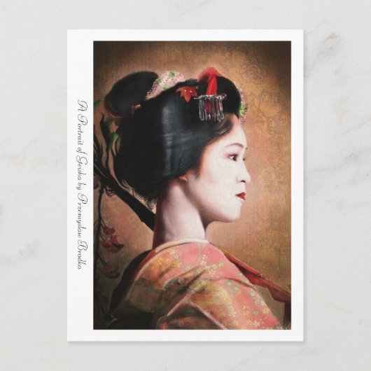 Een portret Geisha japans oosterse briefkaart (Voorkant)