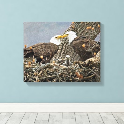 Een portret van de familie Bald Eagle Canvas Afdruk (Insitu (Houten vloer))