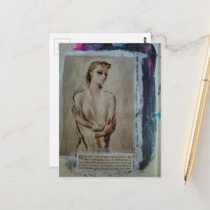 Een portret van een dame in vintage stijl in mixed briefkaart