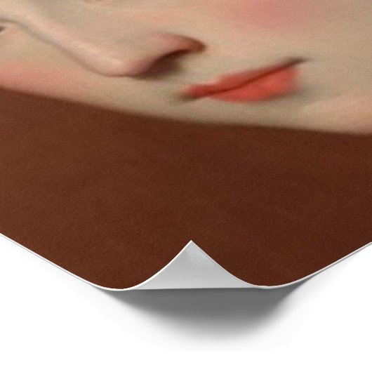 Een portret van een jonge vrouw met een klassieke  poster (Hoek)