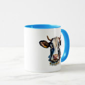 Een portret van een koe, rustig bekeken. mok (Voorkant rechts)