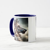 Een portret van een surrealistische wolf. mok (Voorkant links)