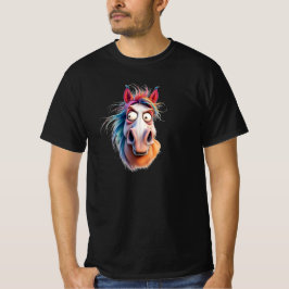 Een portret van een volledig gek paard. t-shirt