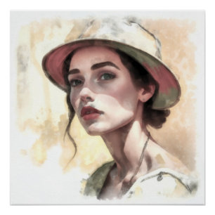 Een portret van een vrouw in de hoed. perfect poster