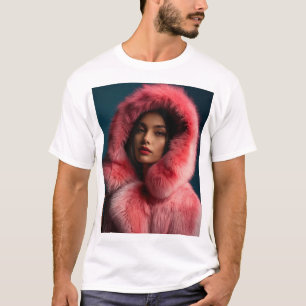 Een portret van schoonheid, een modern elegantiepo t-shirt