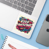 Een positieve boodschap sticker om door te gaan (Laptop met iPhone)