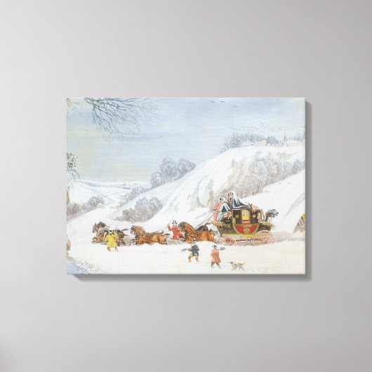 Een post in diepe sneeuw canvas afdruk (Voorkant)