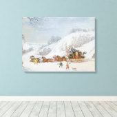 Een post in diepe sneeuw canvas afdruk (Insitu (Houten vloer))