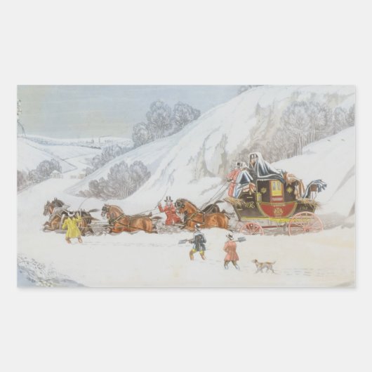 Een post in diepe sneeuw rechthoekige sticker (Voorkant)