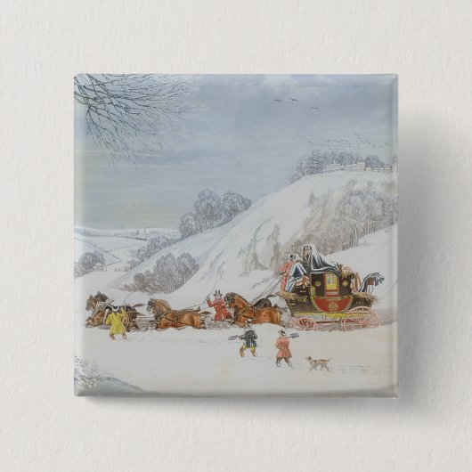 Een post in diepe sneeuw vierkante button 5,1 cm (Voorkant)