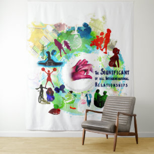 Een poster over het relatie van een dochter met mo wandkleed