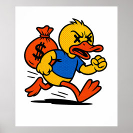 Een Poster van een dief eend in POP ART STIJL