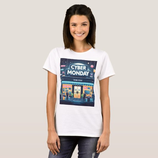 Een poster van een winkel genaamd Cyber Monday T-shirt (Voorkant volledig)