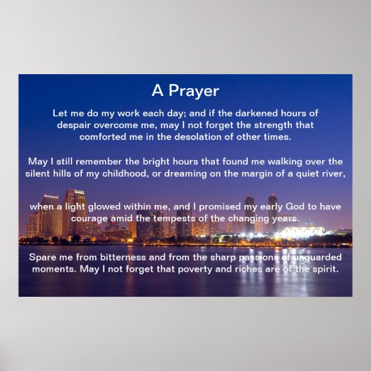 Een Poster van Prayer Blue San Diego (Voorkant)