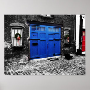 een poster voor blauw decanvas - standaardgrootte