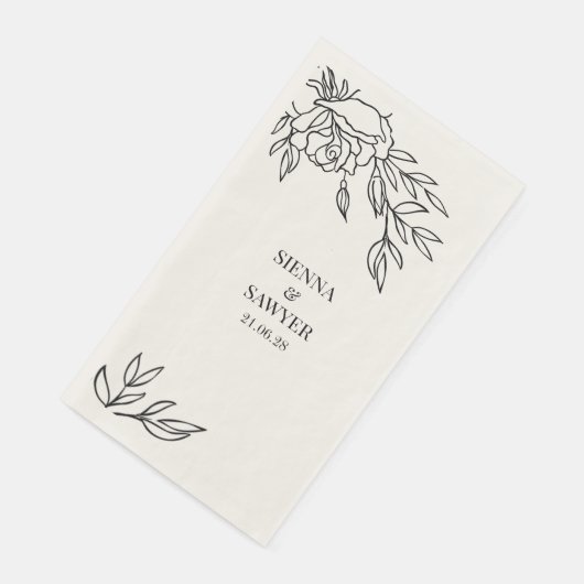 Een posy van Rozen bruiloft beige dinerservetten Servet (Hoek)