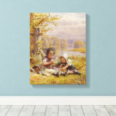 Een posy voor moeder, 1867 canvas afdruk (Insitu (Houten vloer))