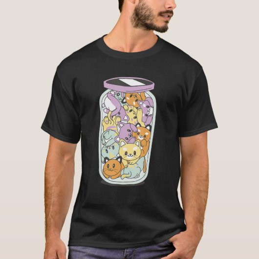 Een pot geluk pot vol katten Kat ontwerp T-shirt (Voorkant)