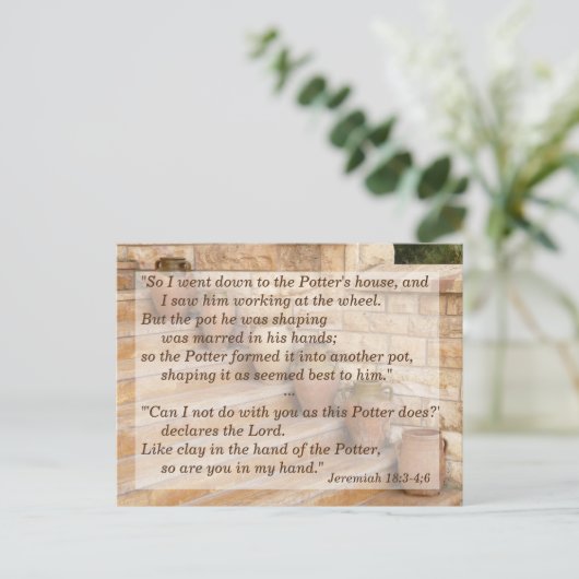 Een pot in de hand van mijn Heer Bijbeltekst om te Briefkaart (Staand voorkant)