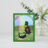 Een Pot O'Beer aan de rand van de regenboog. Briefkaart (Staand voorkant)