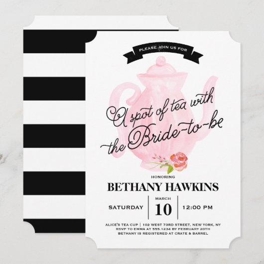 Een pot thee met de bride-to-be | VRIJGEZELLENFEES Kaart (Voorkant / Achterkant)