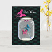 Een pot vol vlinders, dromen en wensen kaart (Gele Bloem)