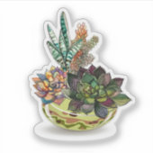 Een potje Succulenten Sticker (Voorkant)