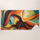 Een prachtig abstract portret strandlaken (Voorkant)