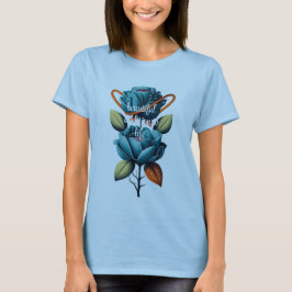 Een prachtig blauw roos met hartsymbool t-shirt