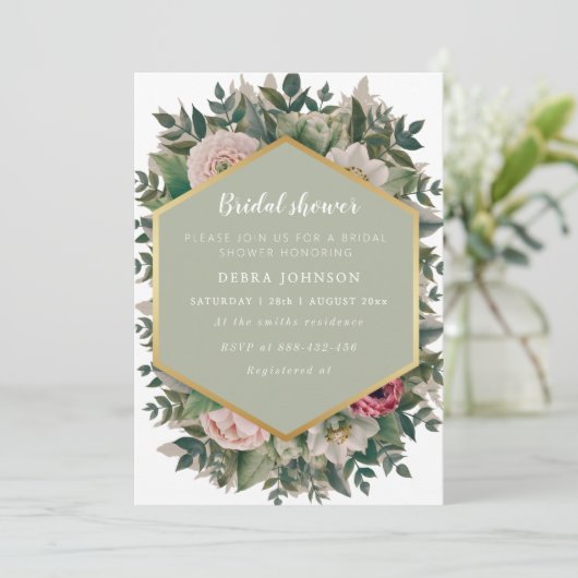 Een prachtig bloemengroen vrijgezellenfeest kaart (Staand voorkant)