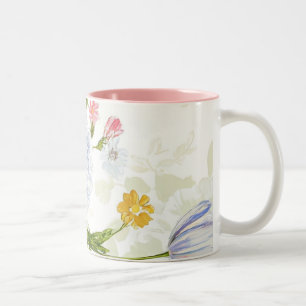 Een prachtig bloemenpatroon tweekleurige koffiemok