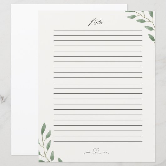 Een prachtig briefpapier, merkt op (Voorkant / Achterkant)