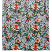 Een prachtig faux mozaïek bloemmozaïek patroon douchegordijn (Voorkant)