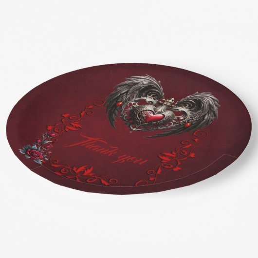 Een prachtig gotisch hart papieren bordje (Gekanteld)