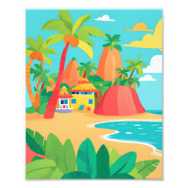 Een prachtig huis op een tropisch eiland foto afdruk