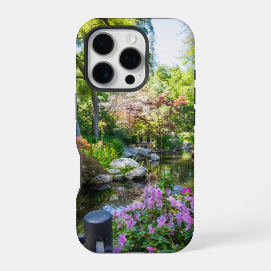 Een prachtig lentelandschap in de tuin iPhone hoesje (Achterkant)