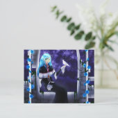 Een prachtig mysterieus meisje met een duif briefkaart (Staand voorkant)