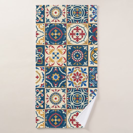 Een prachtig, naadloos patroon met een wit kleurri badhanddoek (Badhanddoek)