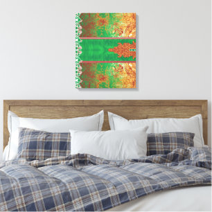 Een prachtig ontworpen Indiase sjaal in groen en z Canvas Afdruk
