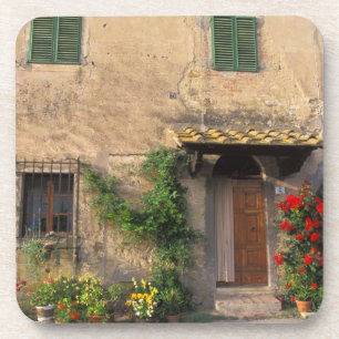 Een prachtig oud huis met bloemen in San Gimignano Drankjes Onderzetter