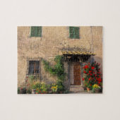 Een prachtig oud huis met bloemen in San Gimignano Legpuzzel (Horizontaal)