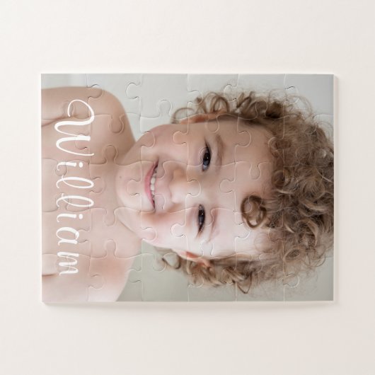 Een prachtig peutertje met Baby foto op grote foto Legpuzzel (Horizontaal)