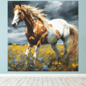 Een prachtig Pinto Paard Canvas Afdruk (Insitu (Houten vloer))